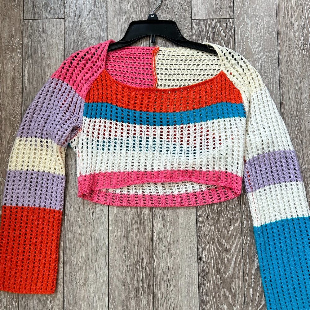 Colorblock Shein Cropped Sweater, Small